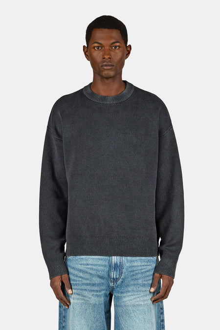 Logo Oversized Knit Sweater Dyed Black