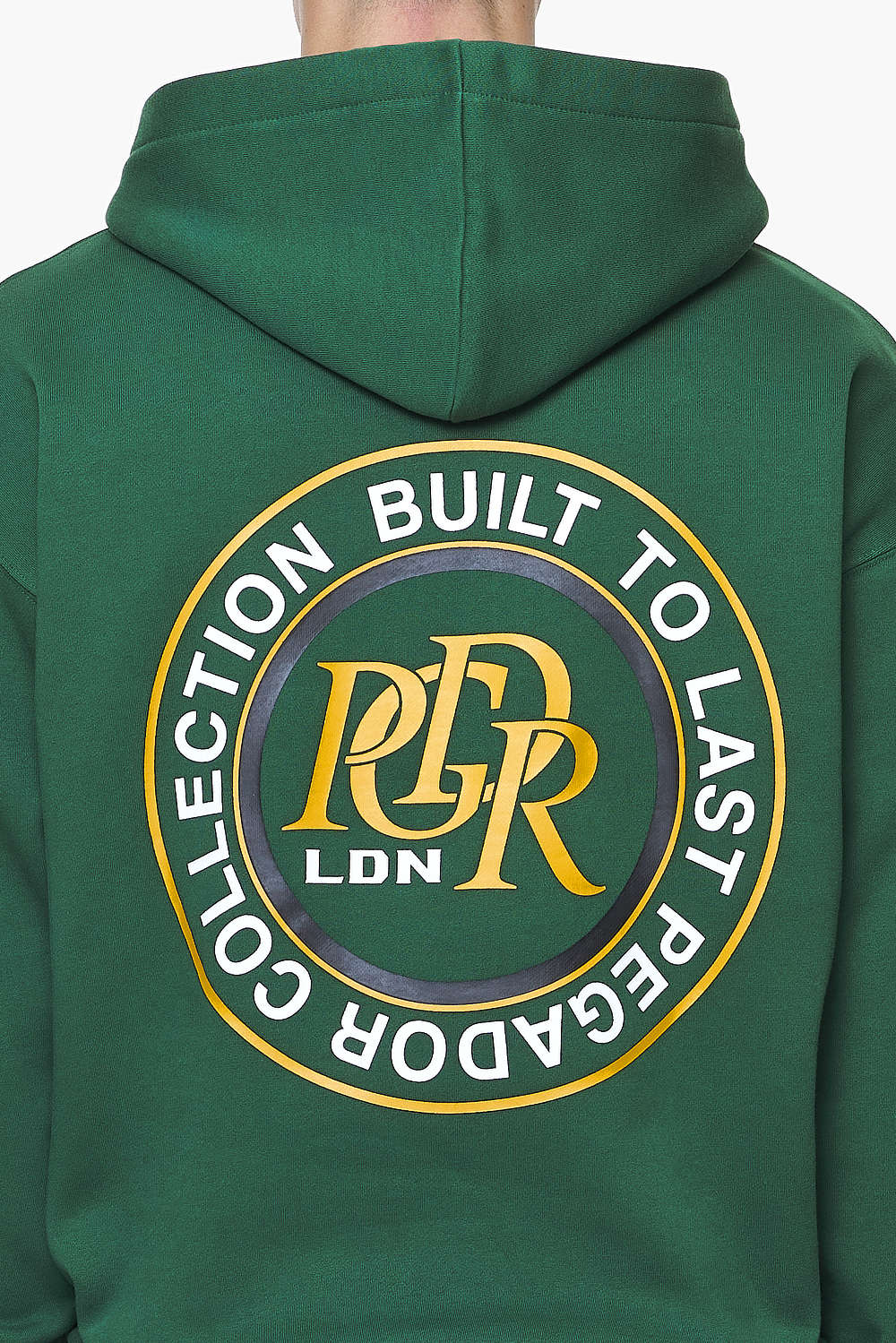 Pegador Marcer Oversized Hoodie Vintage Washed British Green Detailshot aus der Built to Last Kollektion für Herren