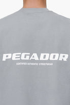 Pegador Colne Logo Oversized Tee Heavy Washed Cool Grey Detailshot aus der Last Minute Kollektion für Herren