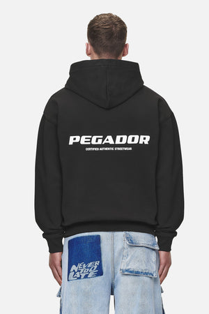 Pegador Colne Logo Oversized Sweat Jacket Washed Black Hauptansicht aus der Never Too Late Kollektion für Herren