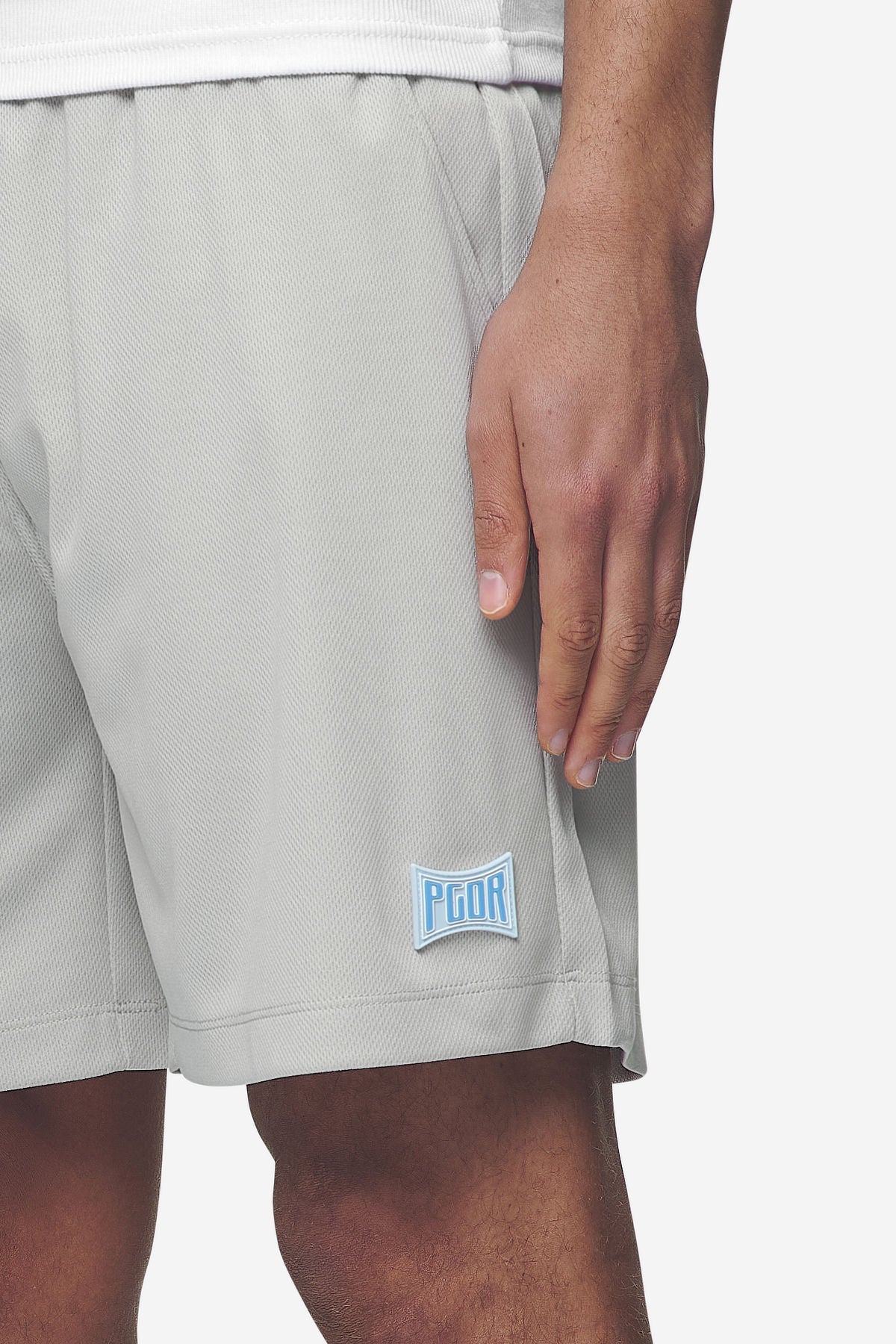 Pegador Sutro Mesh Shorts Pearl Grey Detailshot aus der Next Wave Kollektion für Herren