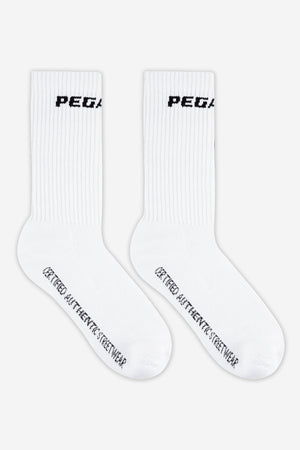 Pegador Certified Logo Socks White Black Hauptansicht aus der Never Too Late Kollektion für Herren