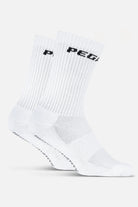 Pegador Certified Logo Socks White Black Seitenansicht aus der Never Too Late Kollektion für Herren