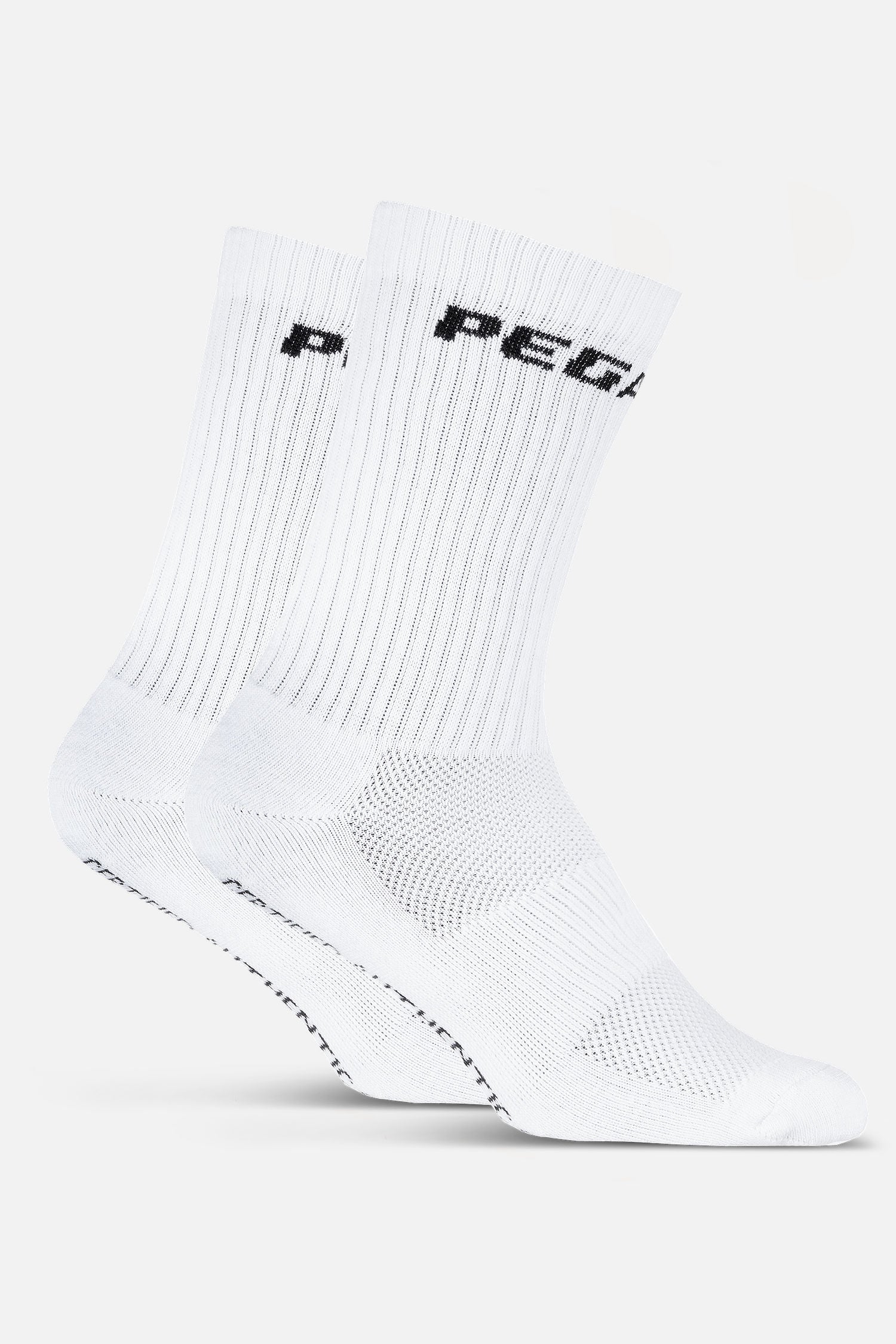 Pegador Certified Logo Socks White Black Seitenansicht aus der Never Too Late Kollektion für Herren