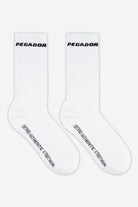 Pegador Certified Side Logo Socks White Black Hauptansicht aus der Never Too Late Kollektion für Herren