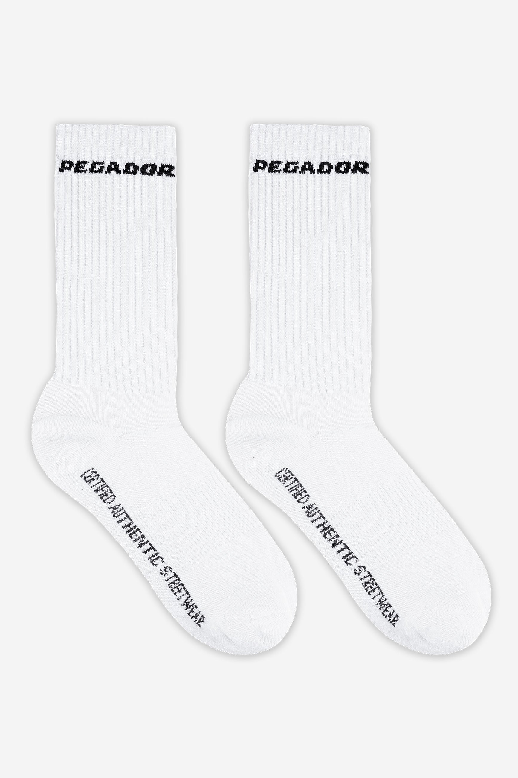 Pegador Certified Side Logo Socks White Black Hauptansicht aus der Never Too Late Kollektion für Herren