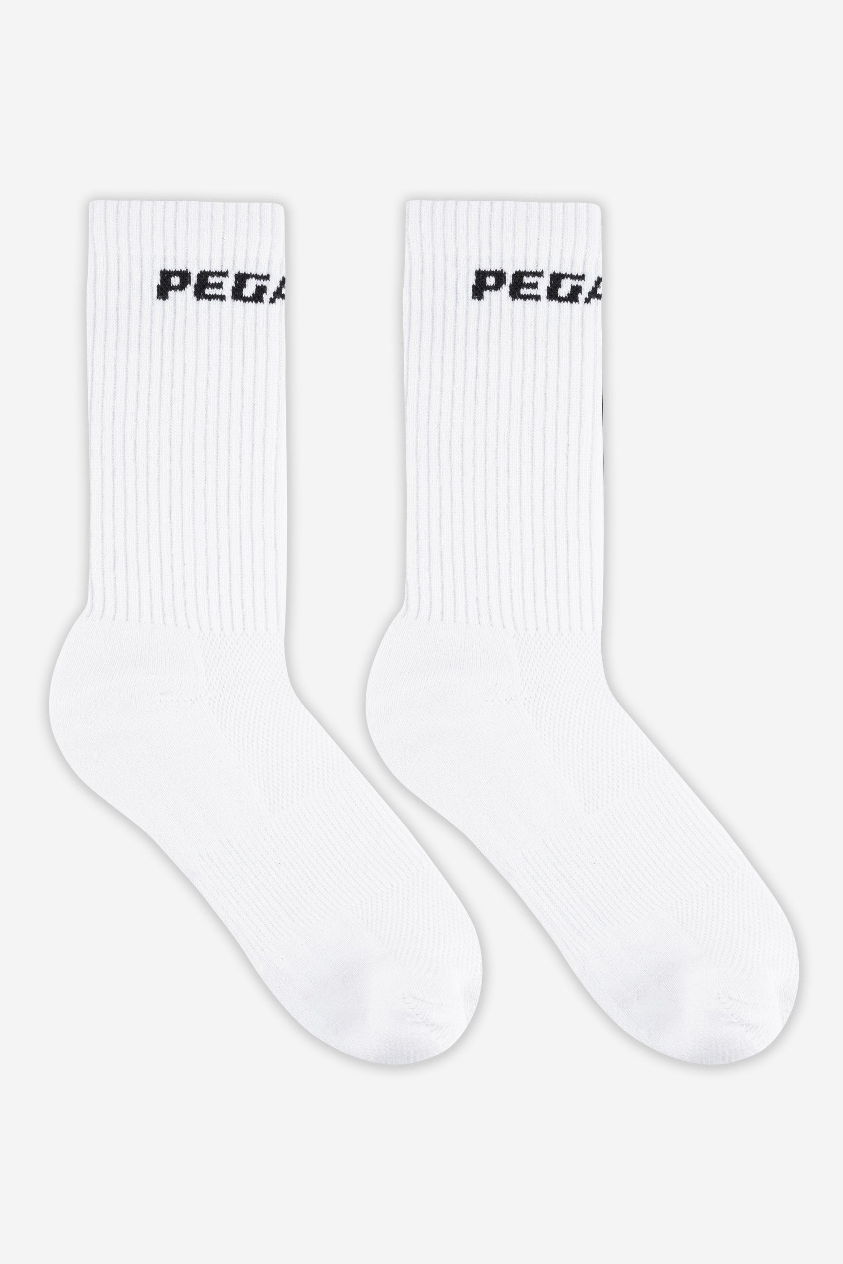 Pegador Logo Socks White Black Hauptansicht aus der PEGADOR® Kollektion für Herren und Damen