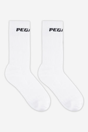 Pegador Logo Socks White Black Hauptansicht aus der PEGADOR® Kollektion für Herren und Damen