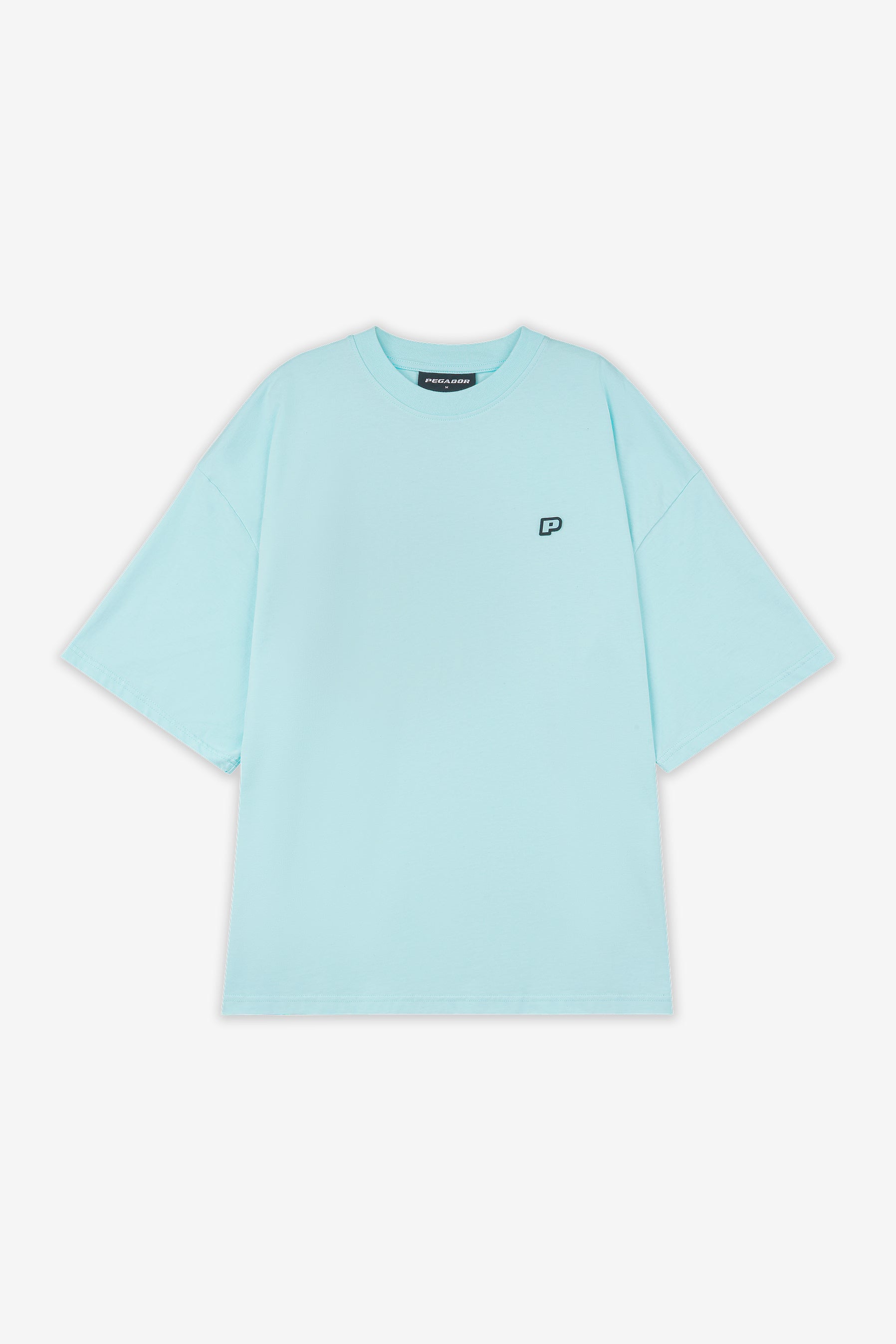 Pegador Leono Boxy Tee Washed Sky Blue Sky Blue Gum Detailshot aus der High summer Kollektion für Herren