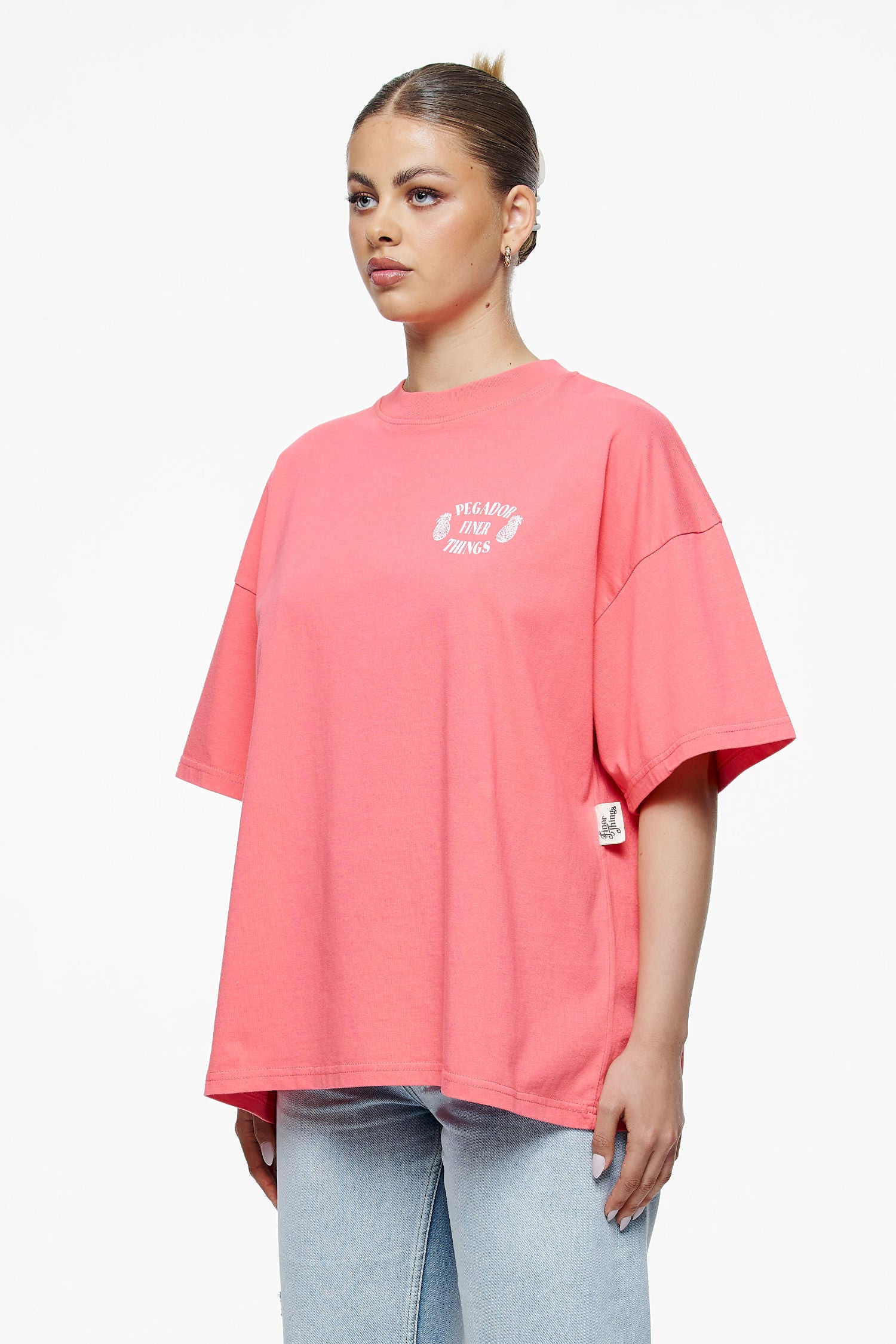 Pegador Roma Heavy Oversized Tee Vintage Washed Strawberry Gegenansicht aus der Finer Things Kollektion für DaHerren