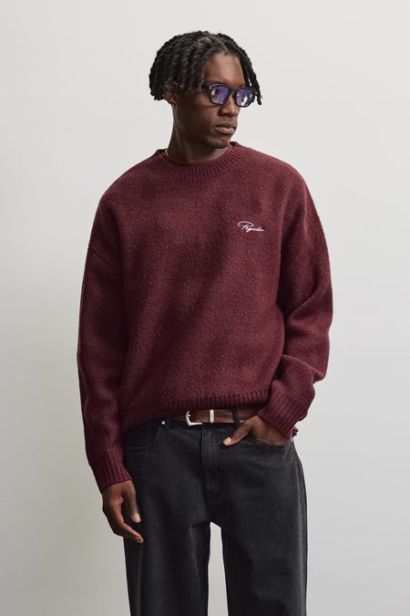 Signar Oversized Knit Sweater Dark Red