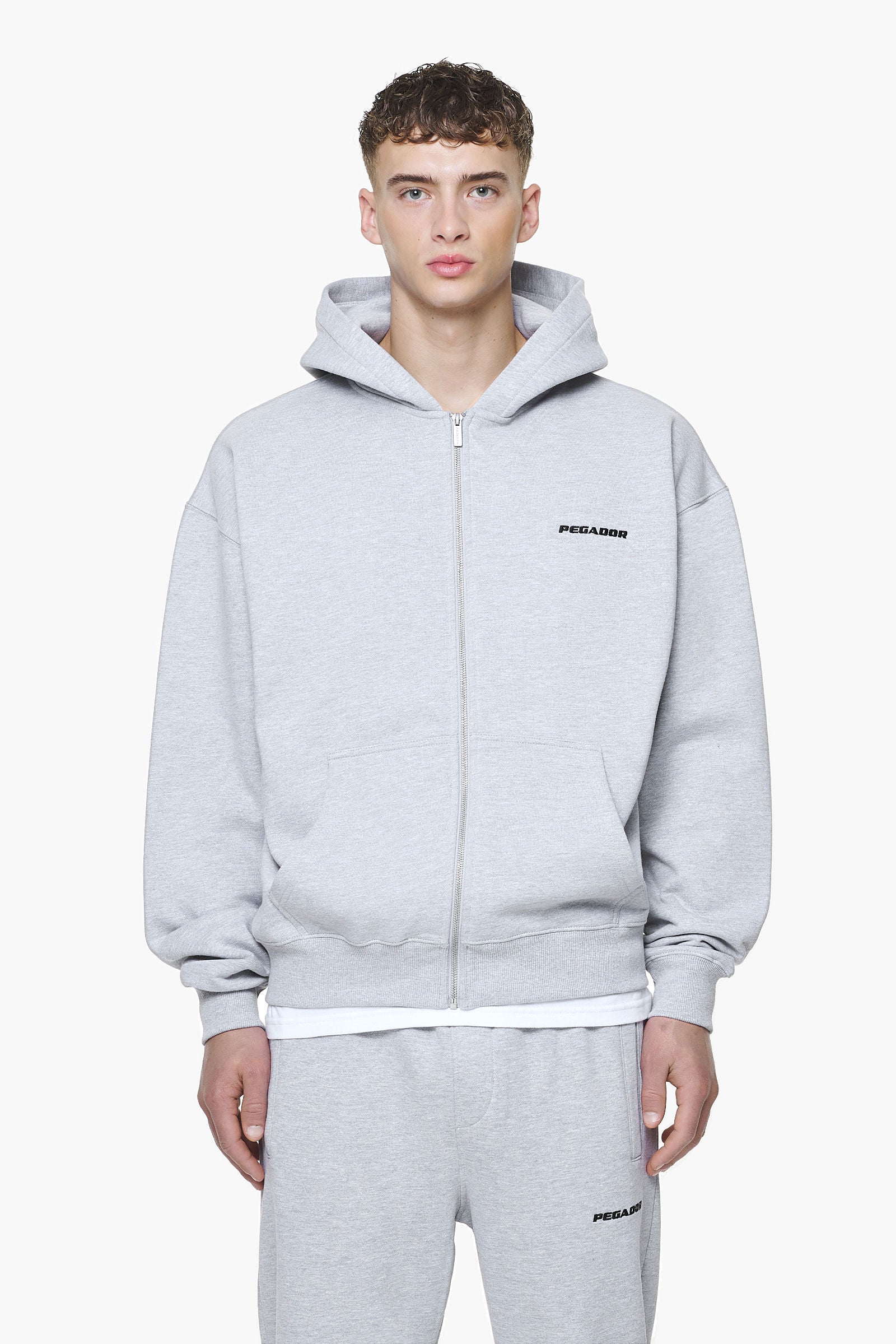 Pegador Logo Oversized Sweat Jacket Grey Melange Hauptansicht aus der Built to Last Kollektion für Herren