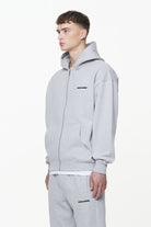 Pegador Logo Oversized Sweat Jacket Grey Melange Seitenansicht aus der Built to Last Kollektion für Herren