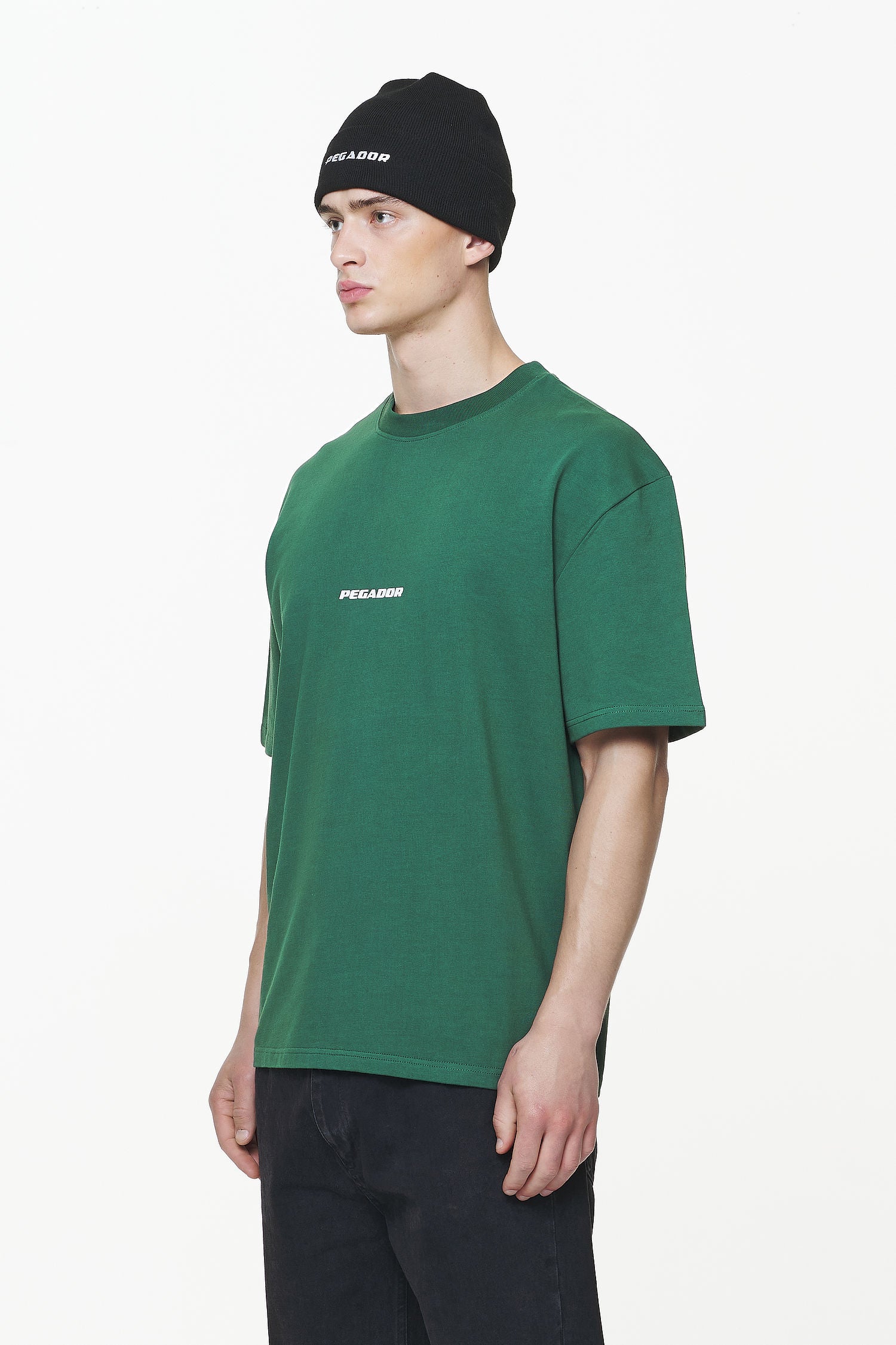 Pegador Colne Logo Oversized Tee Vintage Washed British Green Gum Gegenansicht aus der Built to Last Kollektion für Herren