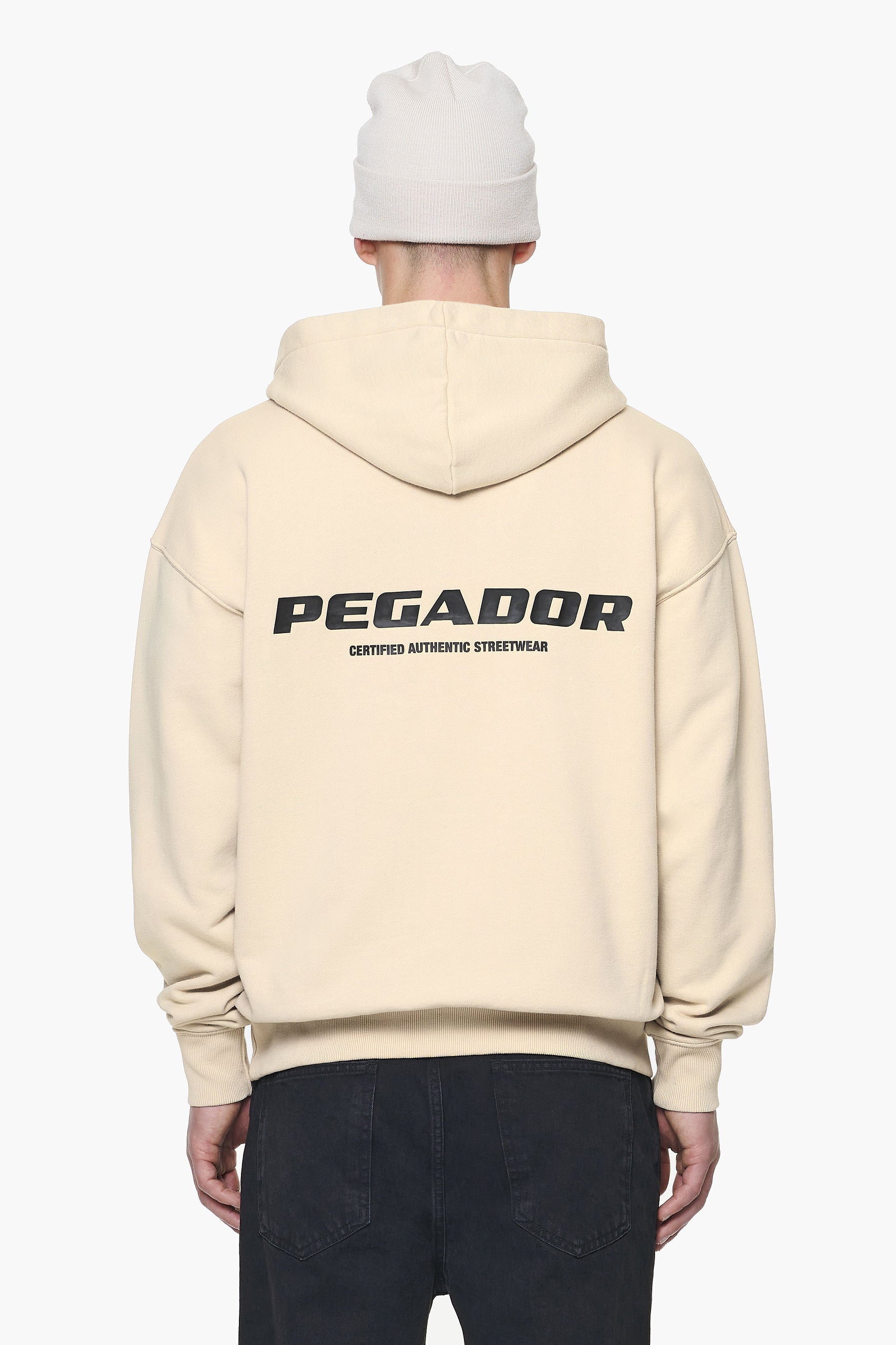 Pegador Colne Logo Oversized Hoodie Vintage Washed Kingdom Beige Gum Hauptansicht aus der Built to Last Kollektion für Herren