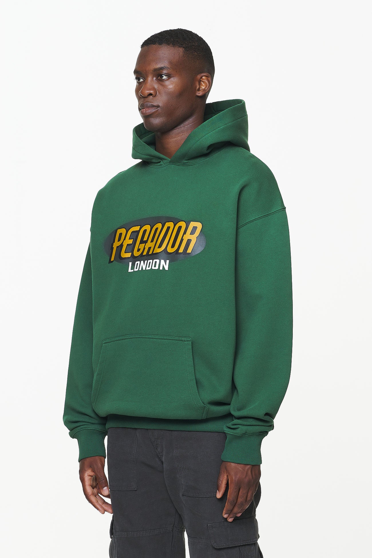 Pegador County Oversized Hoodie Vintage Washed British Green Seitenansicht aus der Built to Last Kollektion für Herren