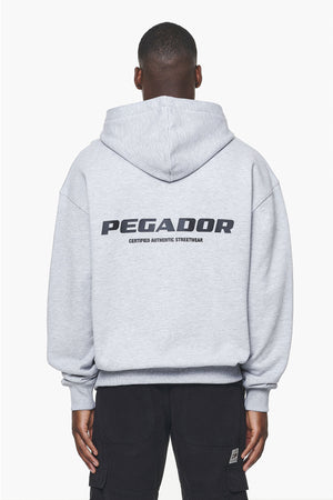 Pegador Colne Logo Oversized Sweat Jacket Grey Melange Hauptansicht aus der Built to Last Kollektion für Herren