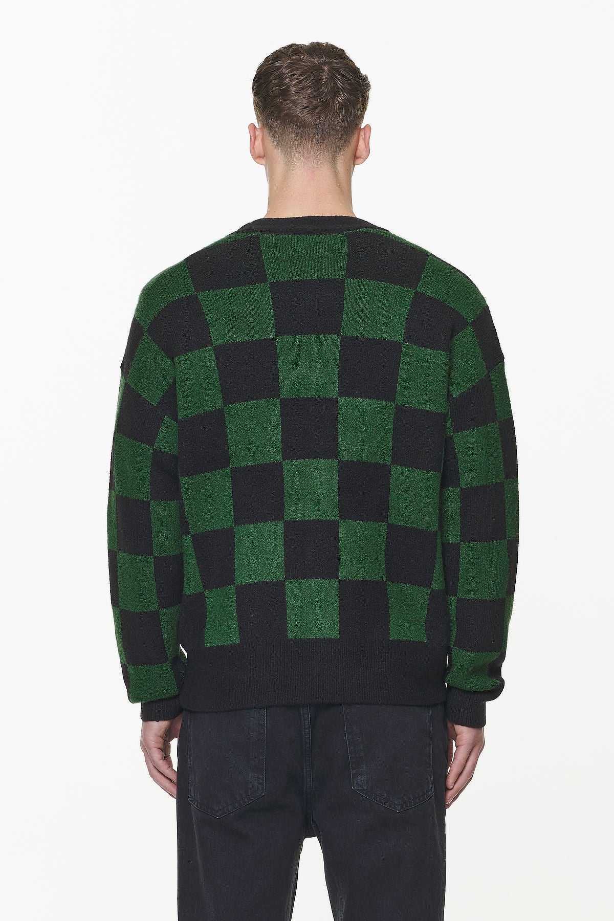 Pegador Todd Checkered Knit Cardigan Onyx Black British Green Gegenansicht aus der Built to Last Kollektion für Herren