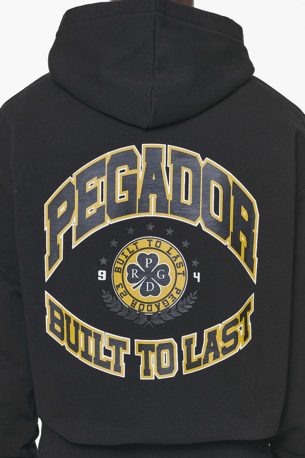 Pegador Smith Oversized Hoodie Vintage Washed Onyx Black Detailshot aus der Built to Last Kollektion für Herren