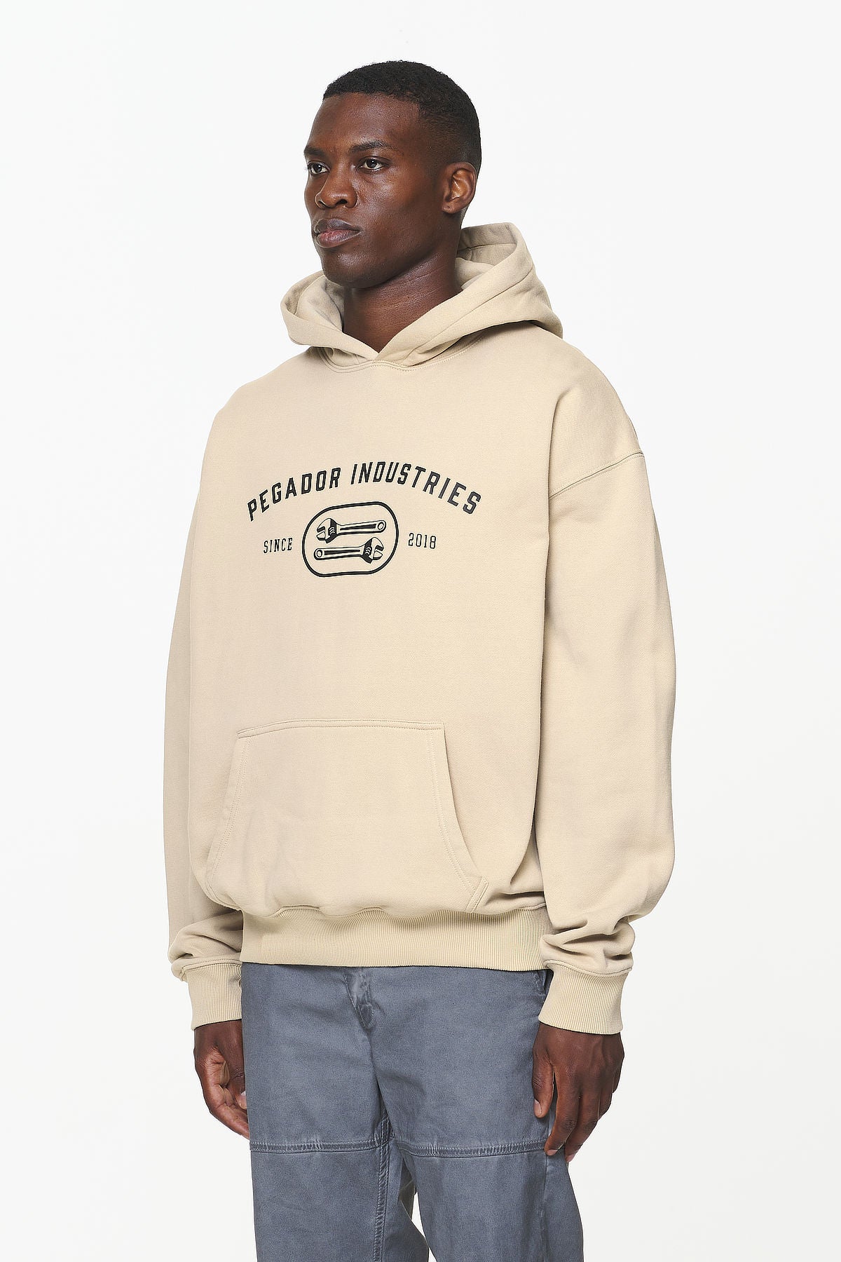 Pegador Comet Oversized Hoodie Vintage Washed Kingdom Beige Gegenansicht aus der Built to Last Kollektion für Herren