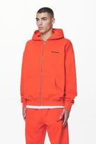 Pegador Logo Oversized Sweat Jacket Washed Signal Red Gum Seitenansicht aus der Do not Disturb Kollektion für Herren