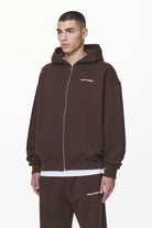 Pegador Logo Oversized Sweat Jacket Washed Oak Brown Gum Seitenansicht aus der Do not Disturb Kollektion für Herren