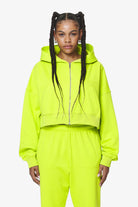 Pegador Marla Cropped Zip Hoodie Washed Lime Yellow Gum Hauptansicht aus der Do not Disturb Kollektion für DaHerren