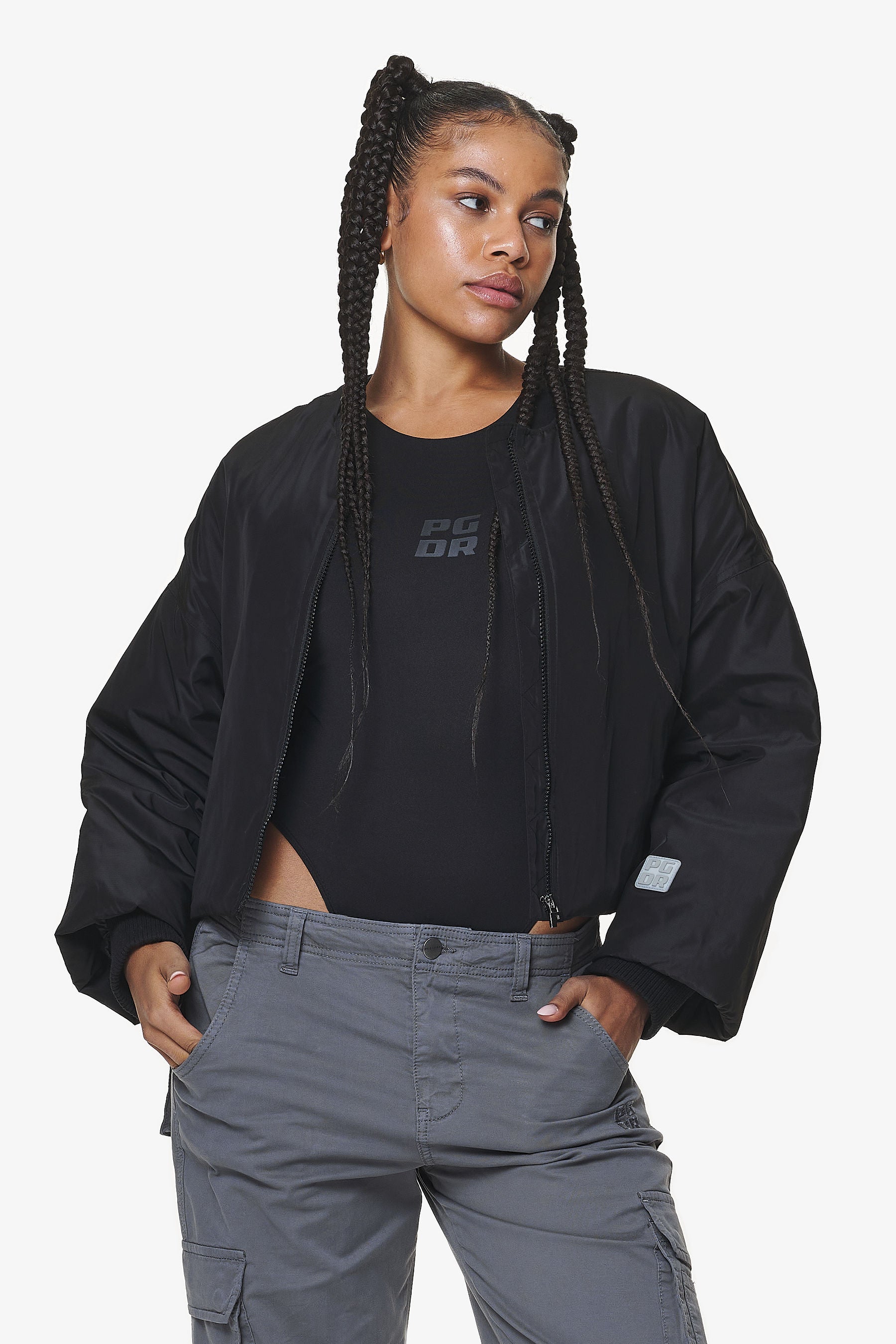 Pegador Floro Volume Puffer Bomber Jacket Black Hauptansicht aus der Do not Disturb Kollektion für DaHerren