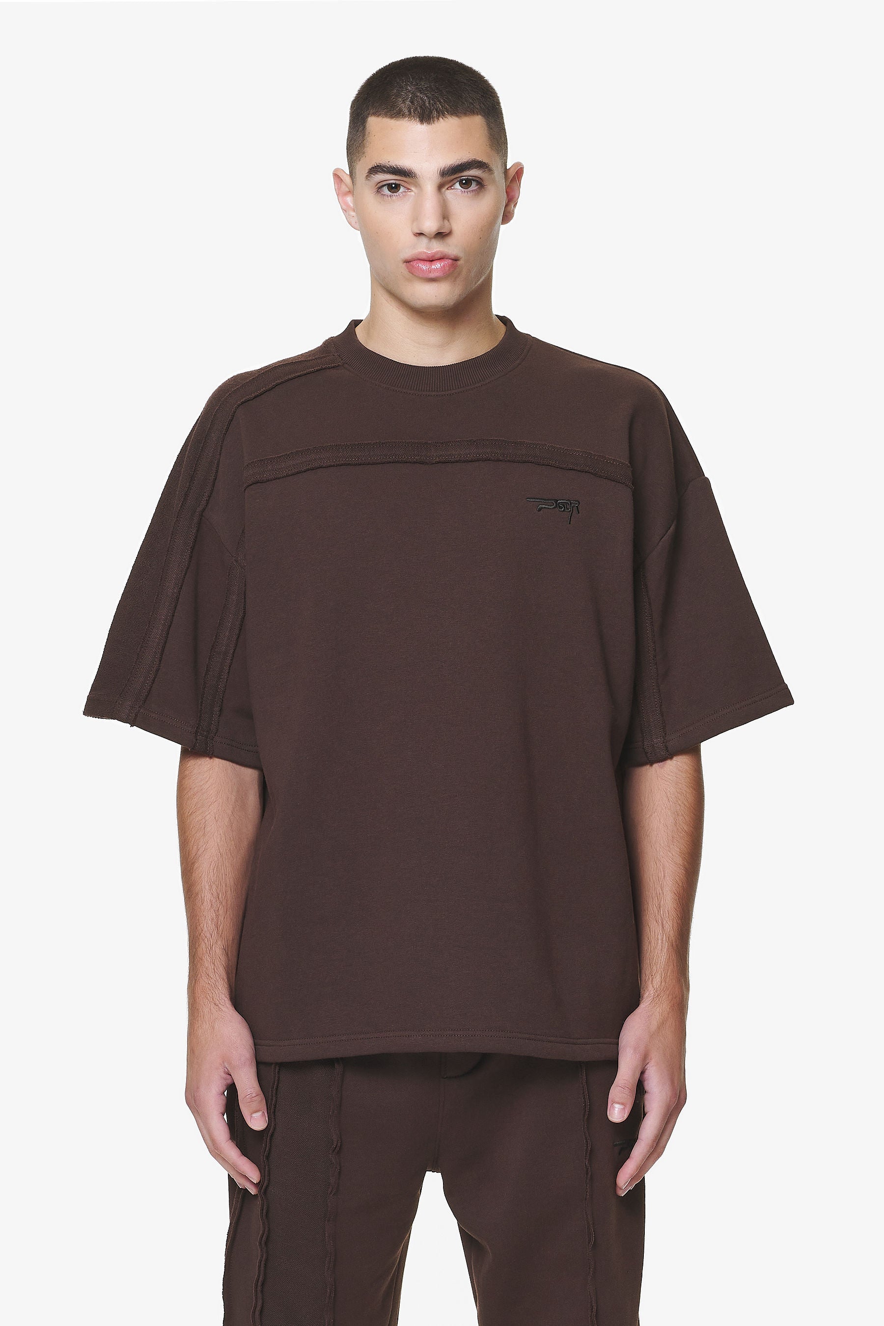 Pegador Abart Inside Out Boxy Tee Washed Oak Brown Hauptansicht aus der Do not Disturb Kollektion für Herren