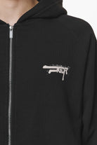 Pegador Condor Raglan Sweat Jacket Black Detailshot aus der Do not Disturb Kollektion für Herren