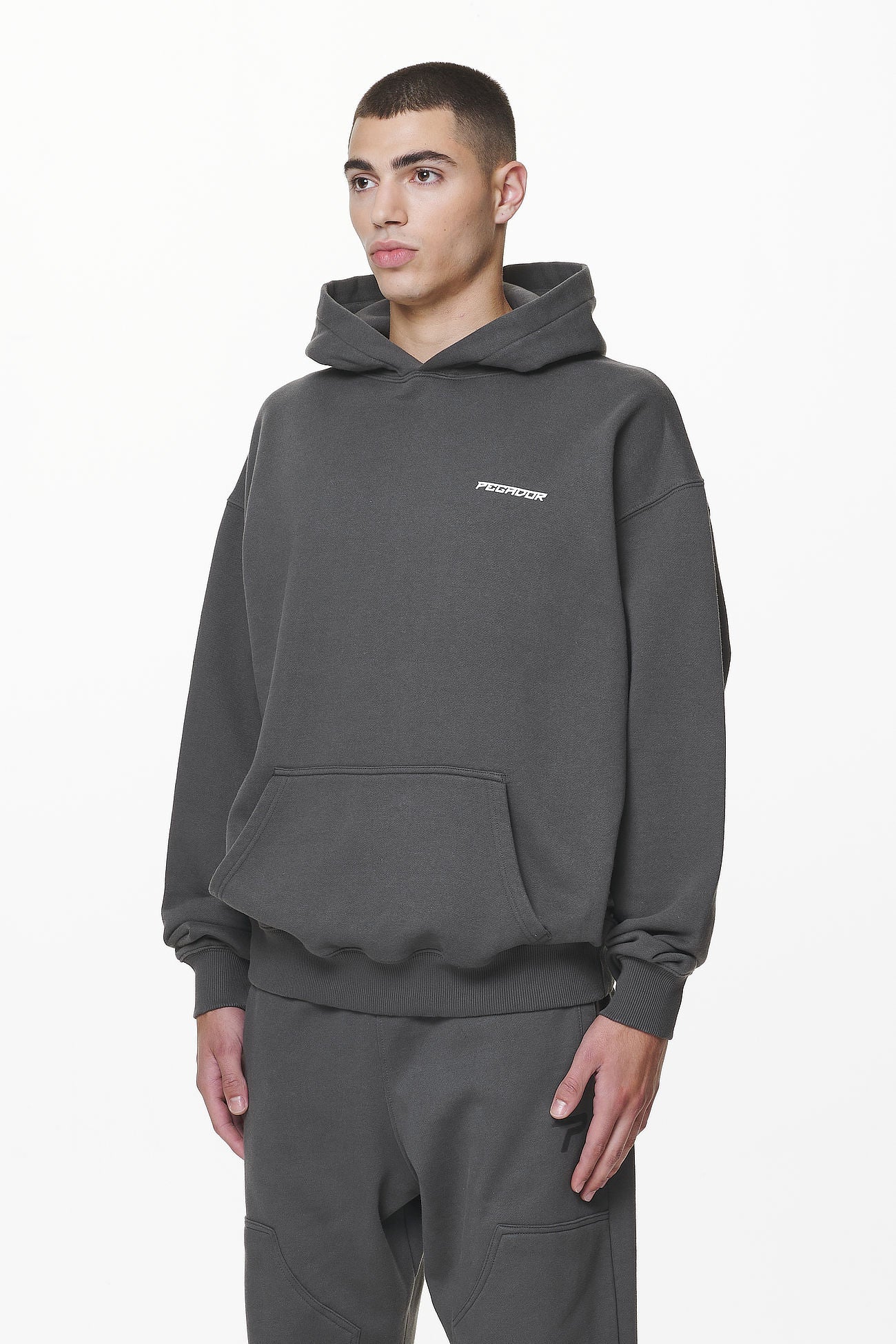 Pegador Devon Oversized Hoodie Washed Volcano Grey Gegenansicht aus der Do not Disturb Kollektion für Herren