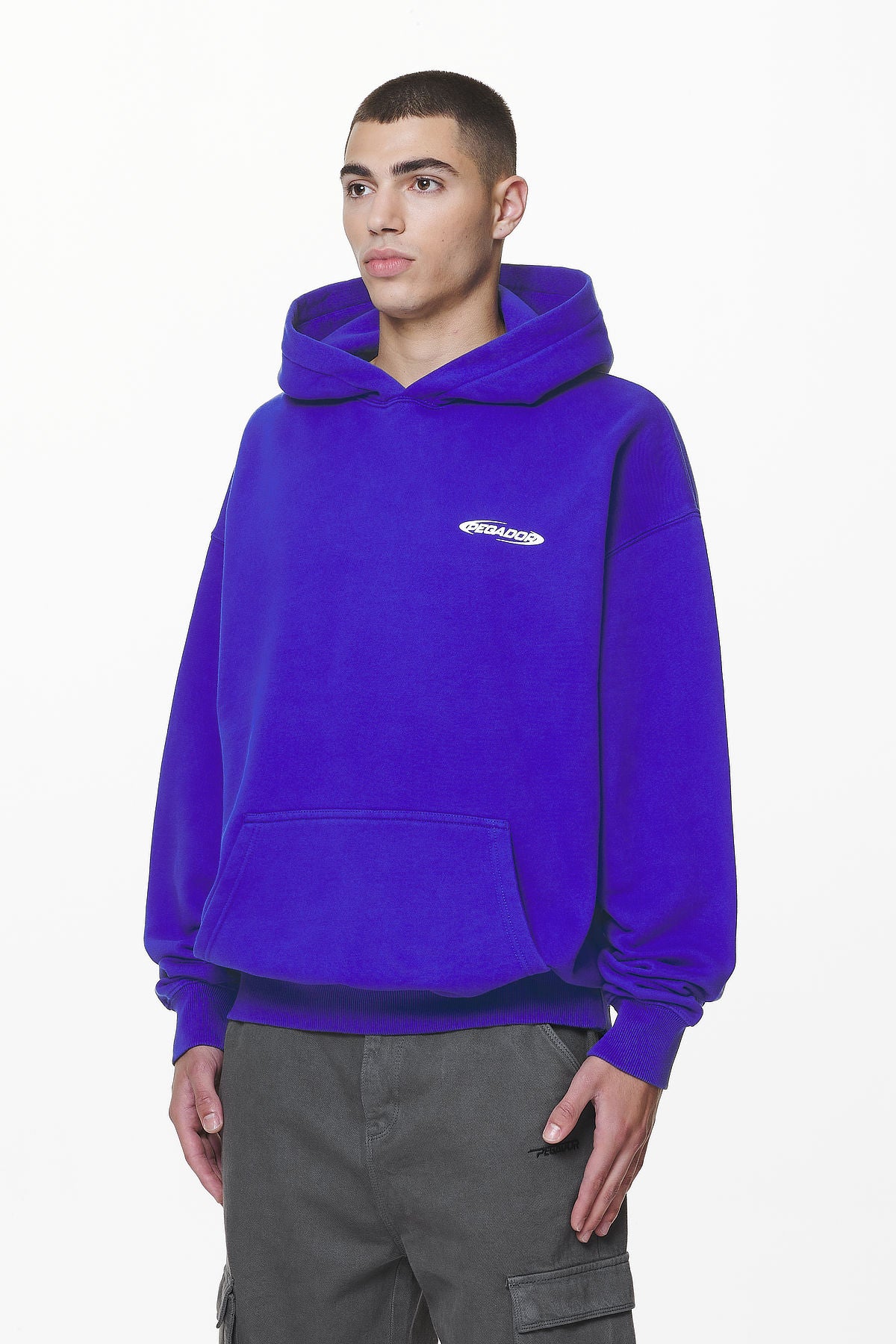 Pegador Crail Oversized Hoodie Washed Endless Blue Gegenansicht aus der Do not Disturb Kollektion für Herren