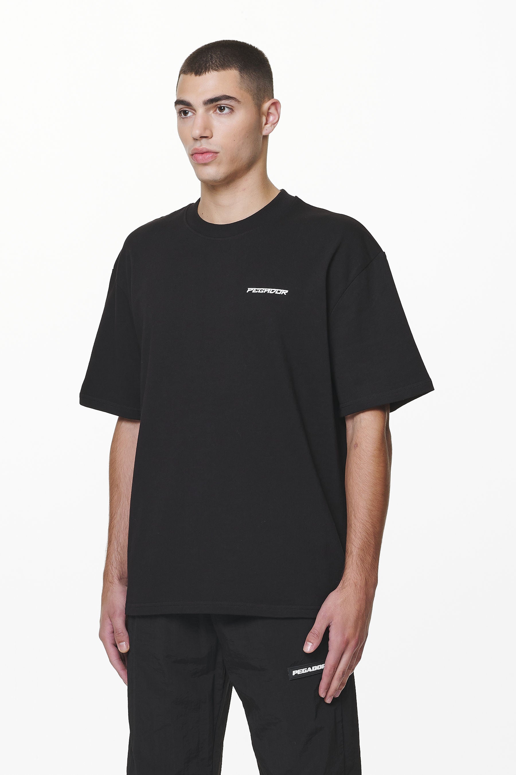 Pegador Devon Oversized Tee Black Gegenansicht aus der Do not Disturb Kollektion für Herren