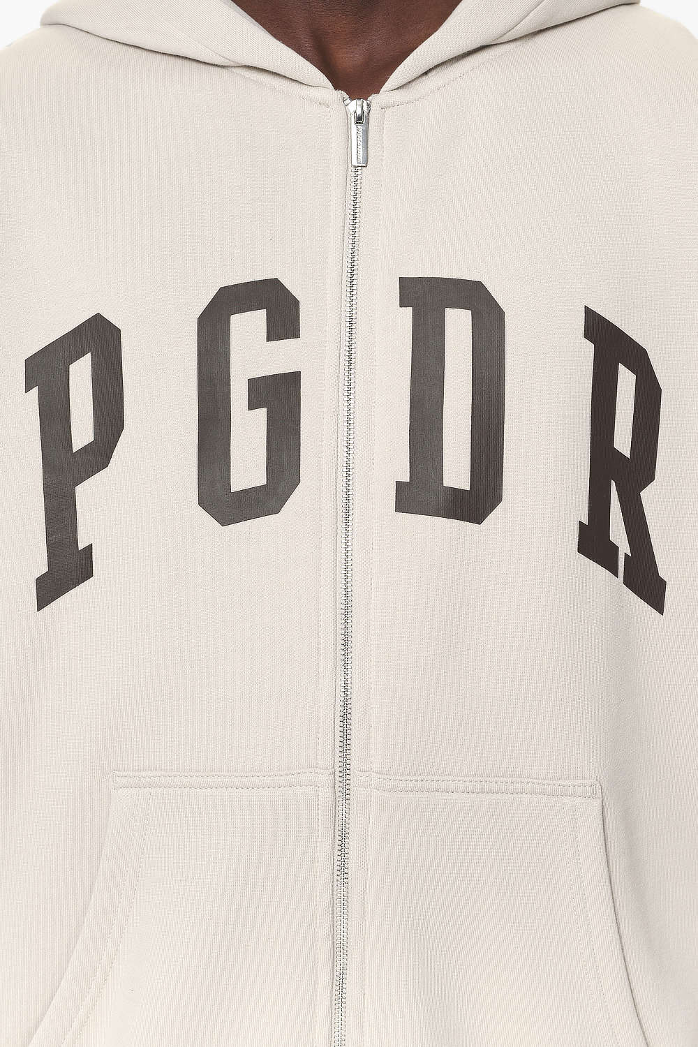 Pegador Layton Oversized Sweat Jacket Washed Dust Cream Detailshot aus der Do not Disturb Kollektion für Herren