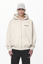 Pegador Furber Oversized Sweat Jacket Washed Dust Cream Seitenansicht aus der Do not Disturb Kollektion für Herren