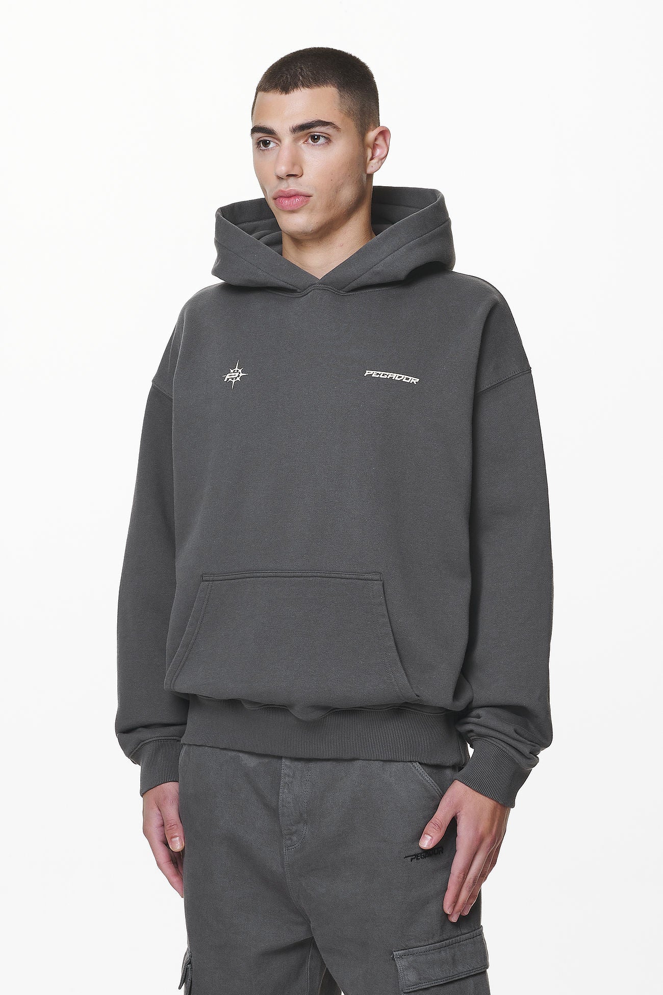 Pegador Gien Oversized Hoodie Washed Volcano Grey Gegenansicht aus der Do not Disturb Kollektion für Herren