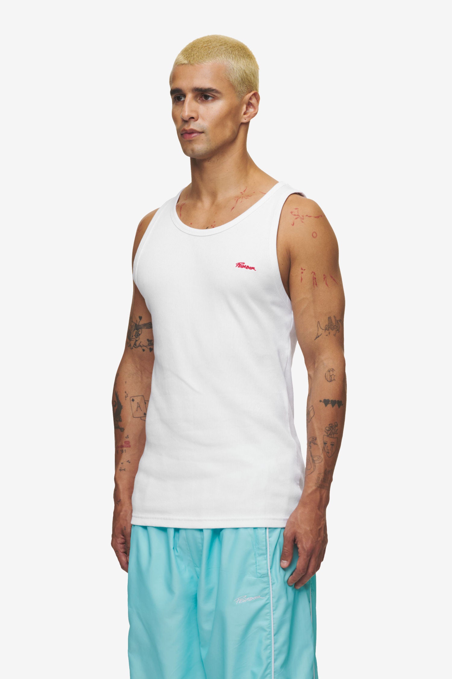 Pegador Gino Rib Undershirt White Red Seitenansicht aus der High summer Kollektion für Herren