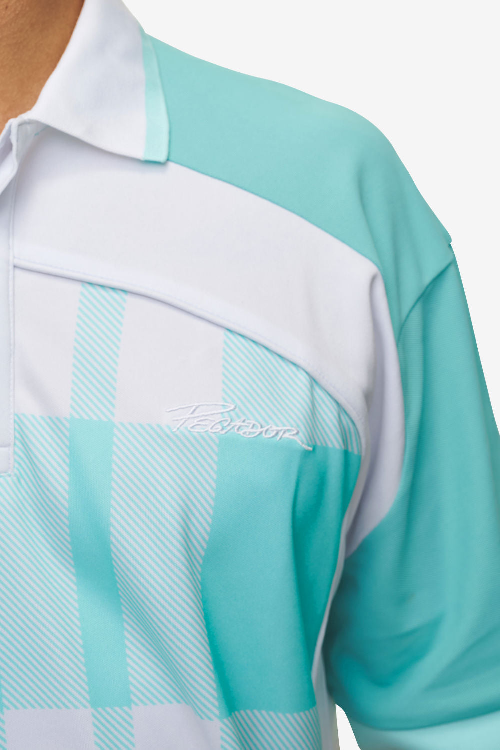 Pegador Lawn Jersey Sky Blue White Detailshot aus der High summer Kollektion für Herren