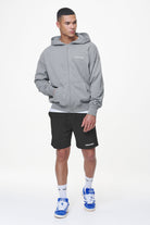 Pegador Colne Terry Logo Oversized Sweat Jacket Heavy Washed Cool Grey Ganzkörper Bild aus der Last Minute Kollektion für Herren