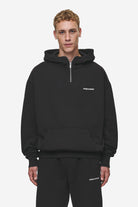 Pegador Logo Oversized Halfzip Hoodie Washed Black Hauptansicht aus der Most Alive Kollektion für Herren