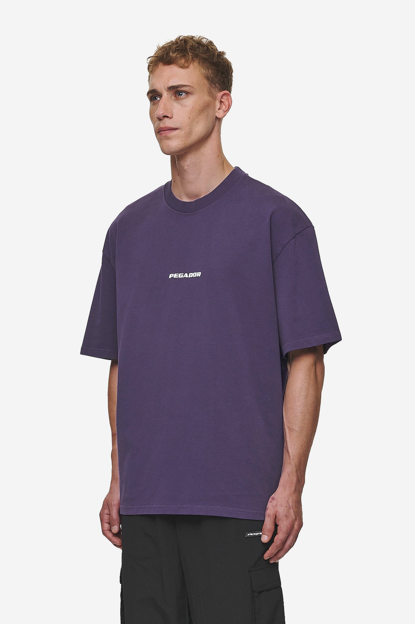 Pegador Colne Logo Oversized Tee Washed Deep Purple White Gegenansicht aus der Most Alive Kollektion für Herren