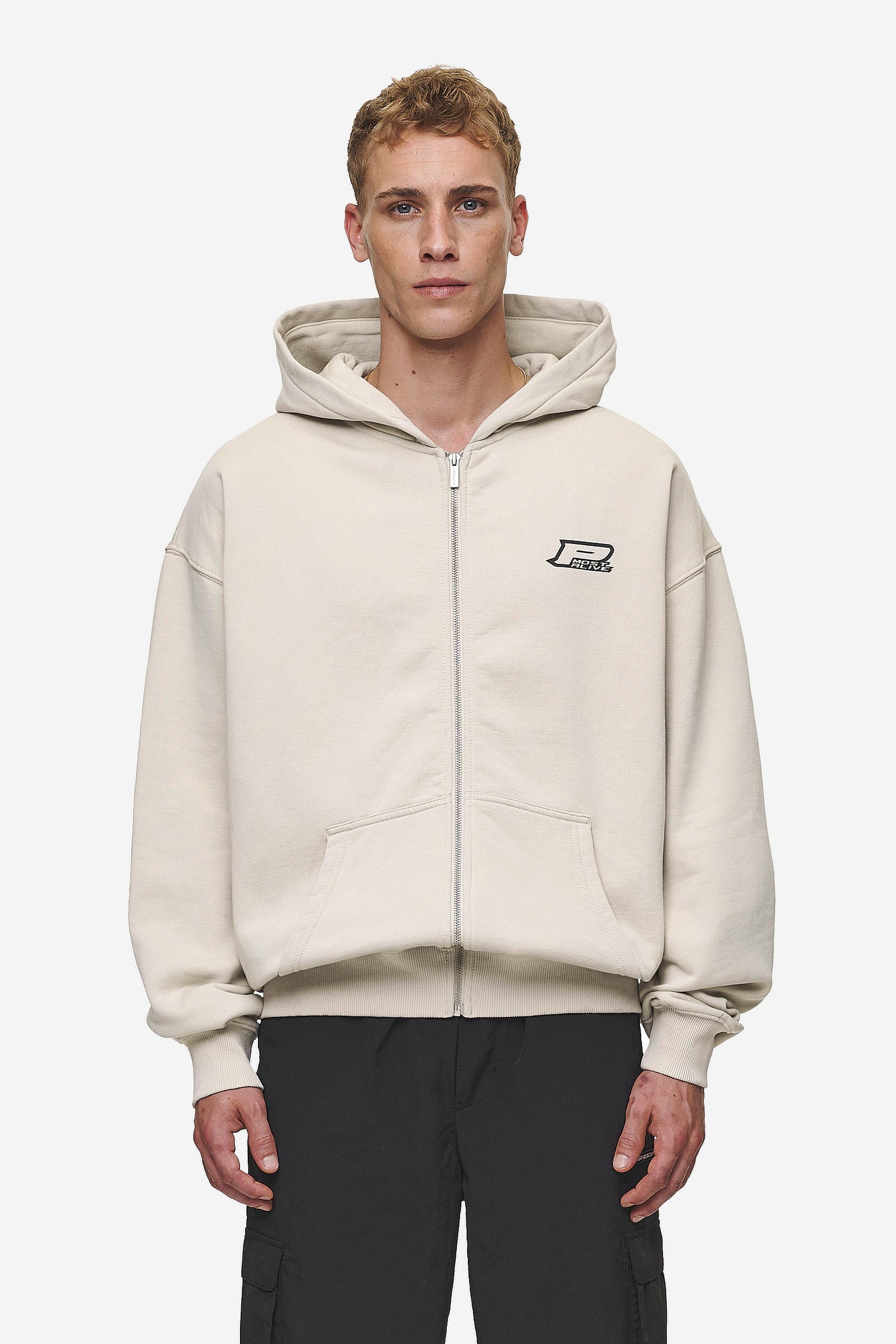 Pegador Fox Oversized Sweat Jacket Washed Light Beige Seitenansicht aus der Most Alive Kollektion für Herren