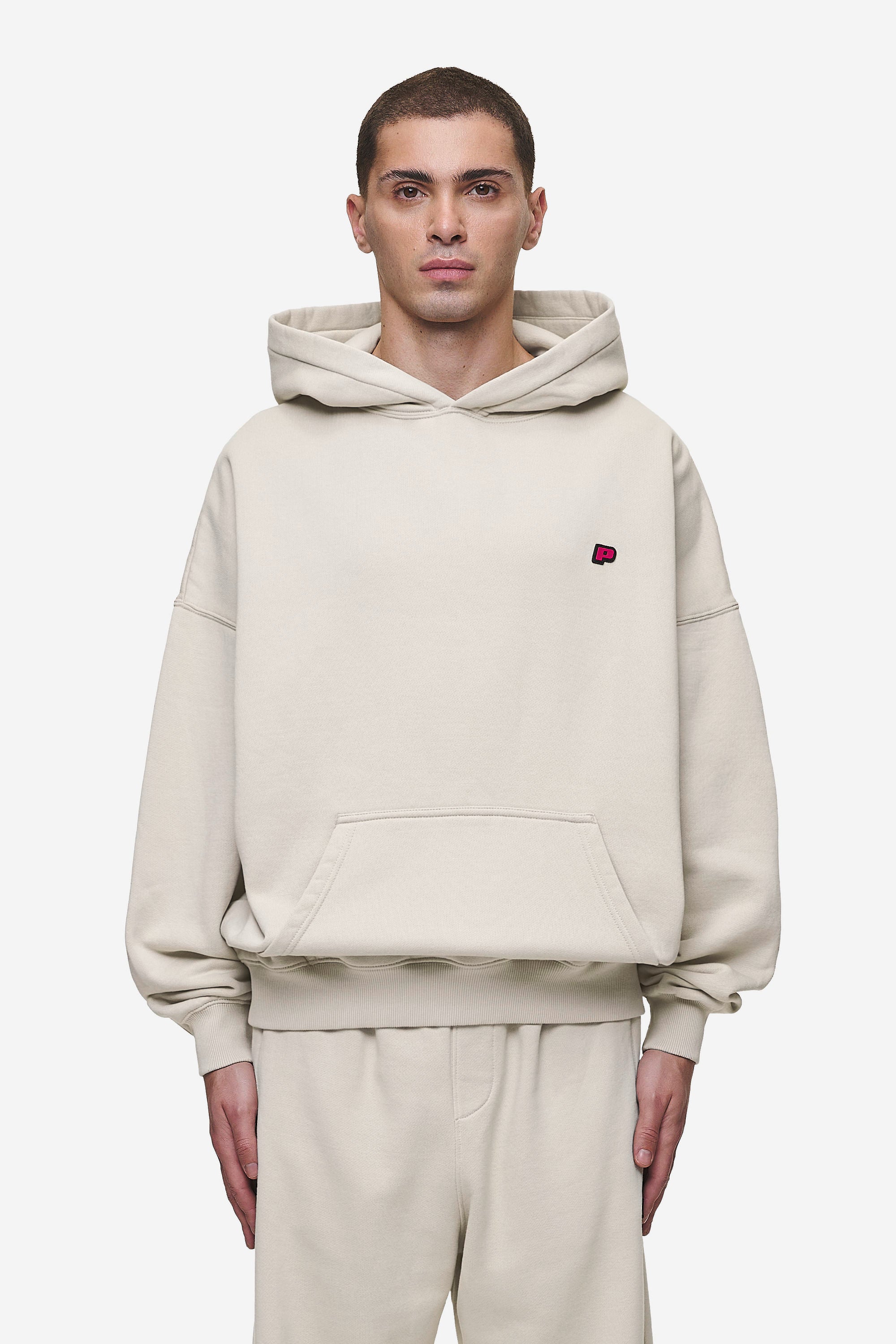 Pegador Leono Boxy Hoodie Washed Light Beige Virtual Pink Gum Hauptansicht aus der Most Alive Kollektion für Herren