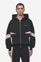 Pegador Aderno Boxy Sweat Jacket Washed Black Light Beige Hauptansicht aus der Most Alive Kollektion für Herren