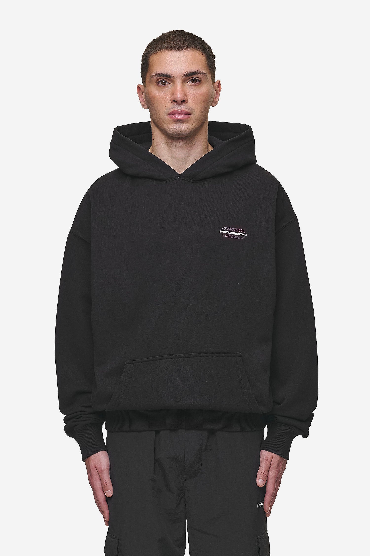 Pegador Lexing Oversized Hoodie Washed Black Seitenansicht aus der Most Alive Kollektion für Herren