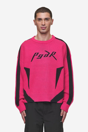 Pegador Kazan Boxy Knit Sweater Virtual Pink Black Hauptansicht aus der Most Alive Kollektion für Herren