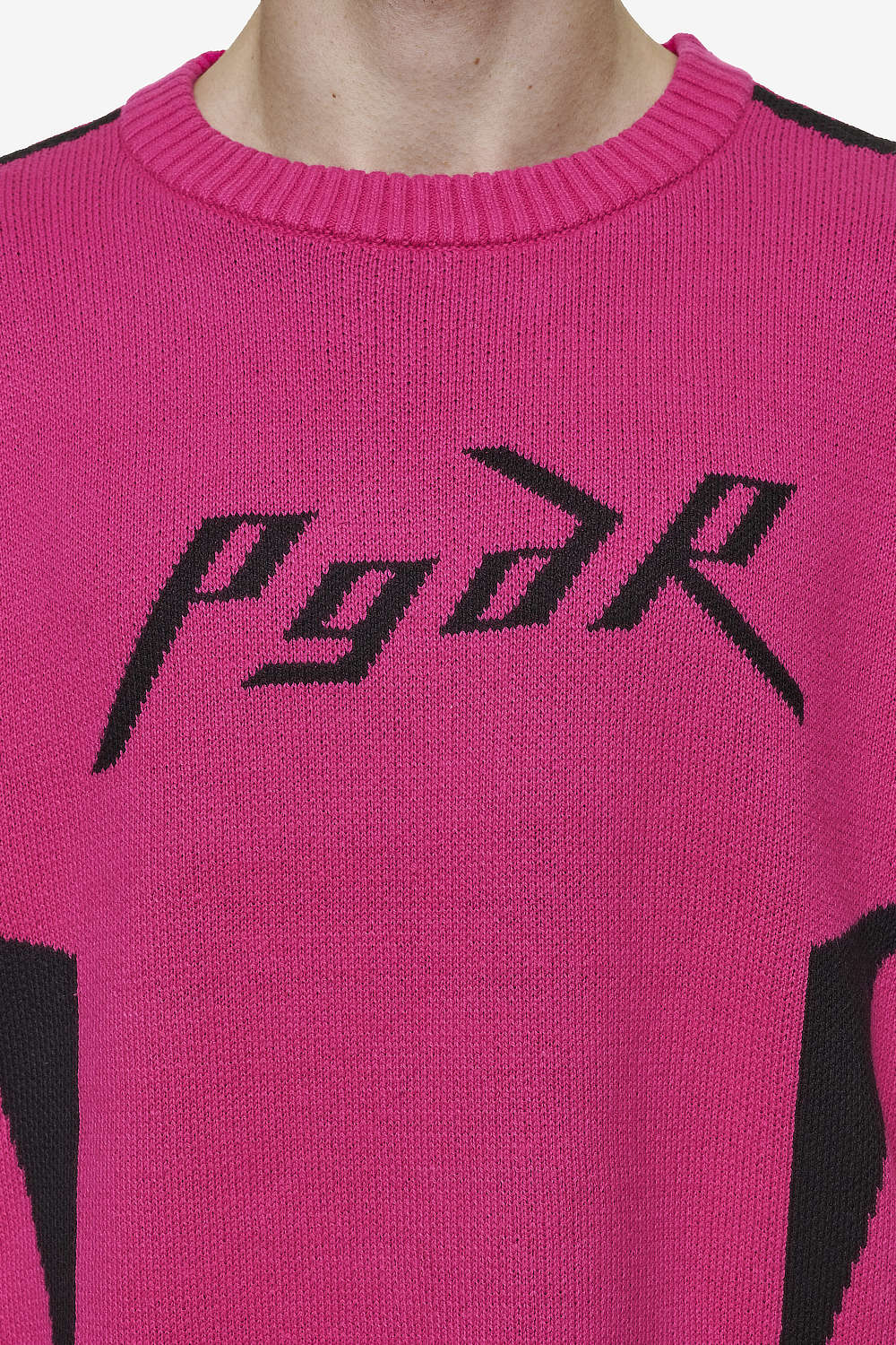 Pegador Kazan Boxy Knit Sweater Virtual Pink Black Detailshot aus der Most Alive Kollektion für Herren