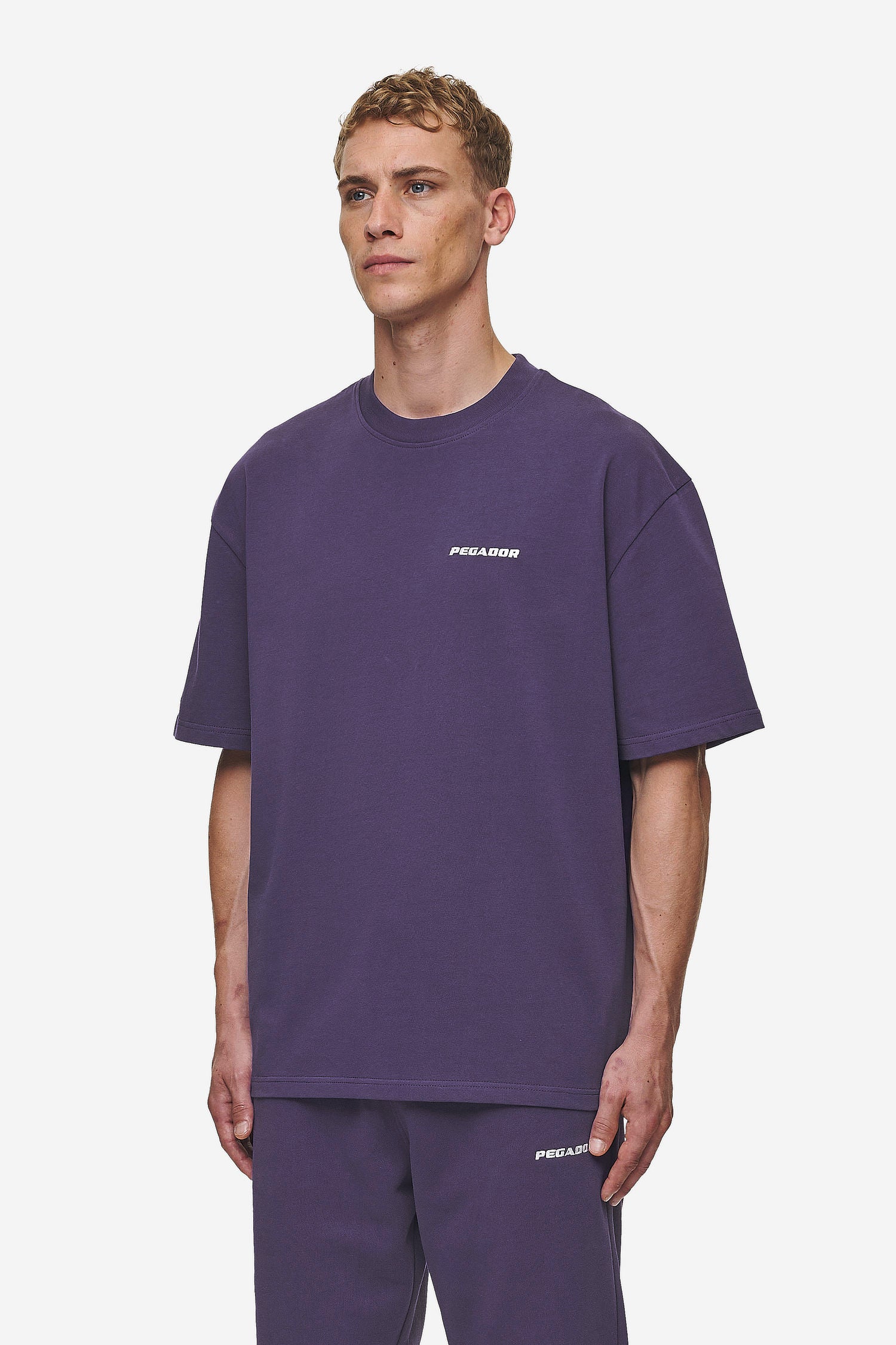 Pegador Logo Oversized Tee Washed Deep Purple Seitenansicht aus der Most Alive Kollektion für Herren