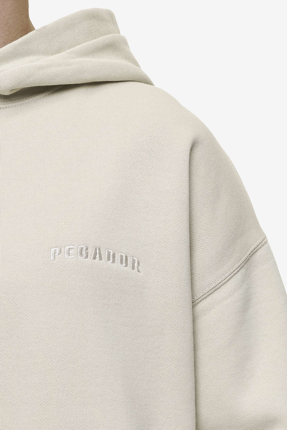 Pegador Buford Oversized Hoodie Washed Light Beige Detailshot aus der Most Alive Kollektion für Herren