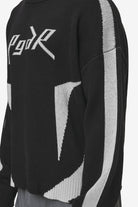 Pegador Kazan Boxy Knit Sweater Black Light Grey Detailshot aus der Most Alive Kollektion für Herren